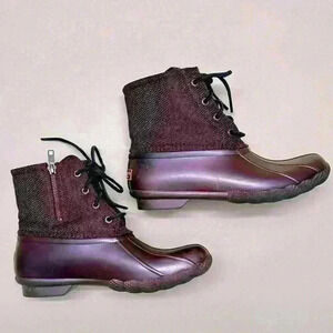 Sperry Waterproof Metallic Grape Rubber Duck Boot Sz 7